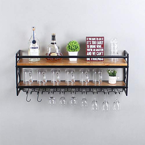 Industrial 2-Tier Wine + Glass Wall Rack