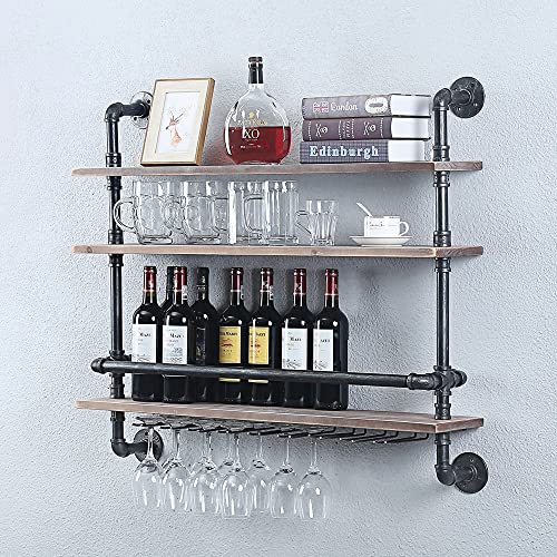 Industrial Wine Glass Rack with 9 Holders