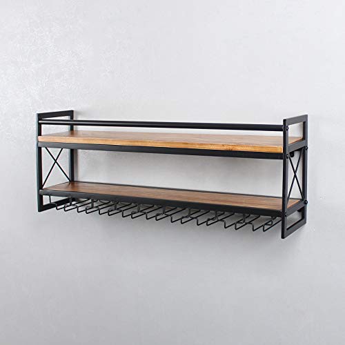 Industrial 2-Tier Wine + Glass Wall Rack