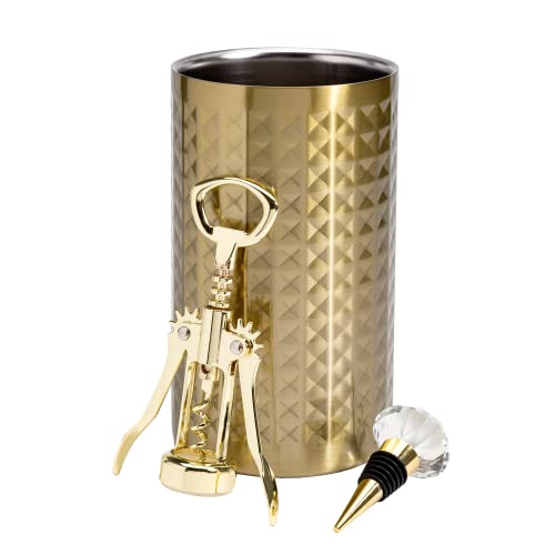 Paris Hilton Wine Chiller Set with Accessories, Gold