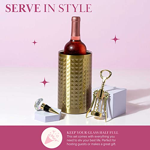 Paris Hilton Wine Chiller Set with Accessories, Gold