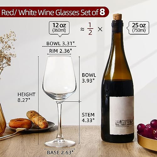 8-Piece Clear Long Stem Wine Glasses Set