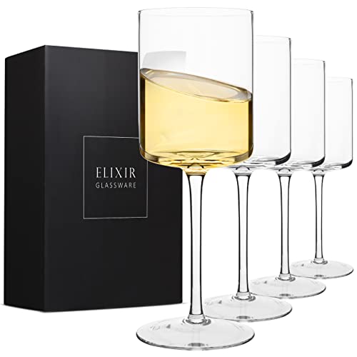 Set of 4 Crystal Square Red Wine Glasses