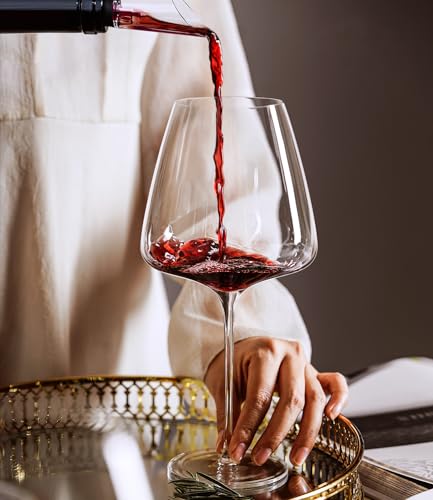 4 Hand Blown Crystal Red Wine Glasses
