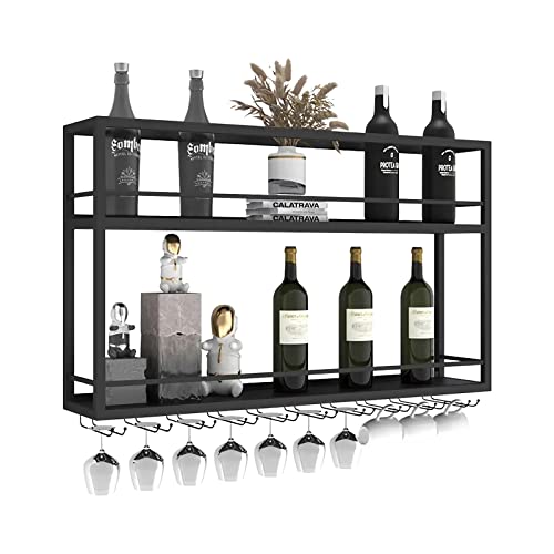 2-Tier Wood Wine & Glass Wall Rack