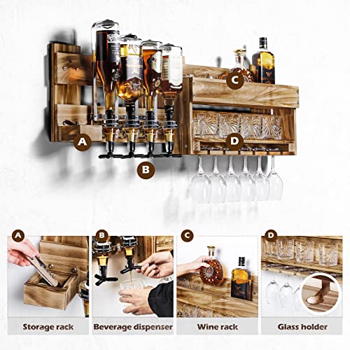 Rustic Wall Mounted Wine Rack with Dispenser