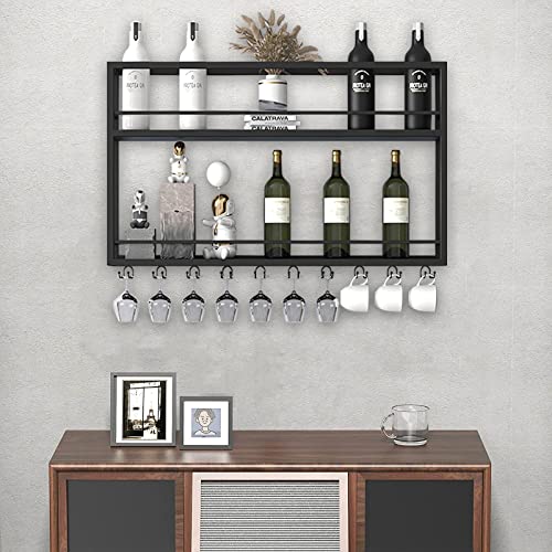 2-Tier Wood Wine & Glass Wall Rack