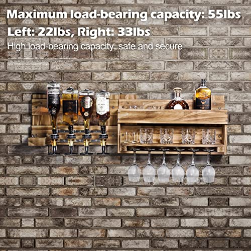 Rustic Wall Mounted Wine Rack with Dispenser