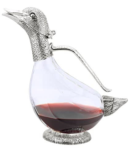 Silverplated Duck Decanter for Red Wine, 750ml Capacity