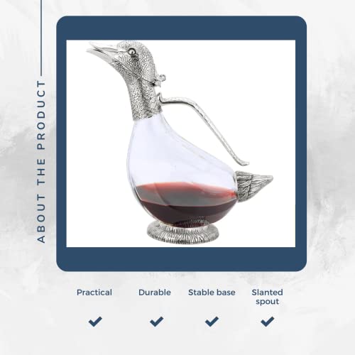 Silverplated Duck Decanter for Red Wine, 750ml Capacity