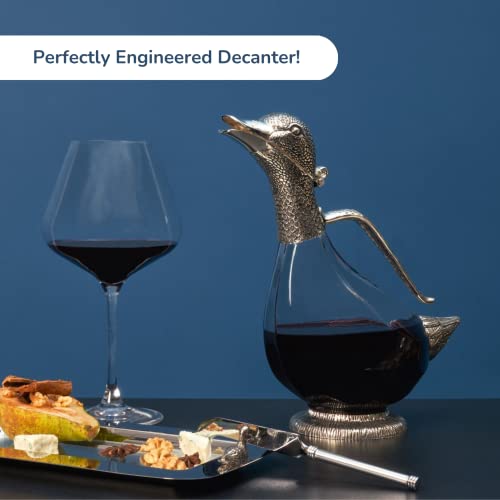 Silverplated Duck Decanter for Red Wine, 750ml Capacity