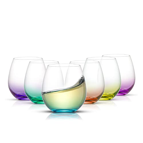 HUE Stemless Wine Glasses Set - 6 Tumblers