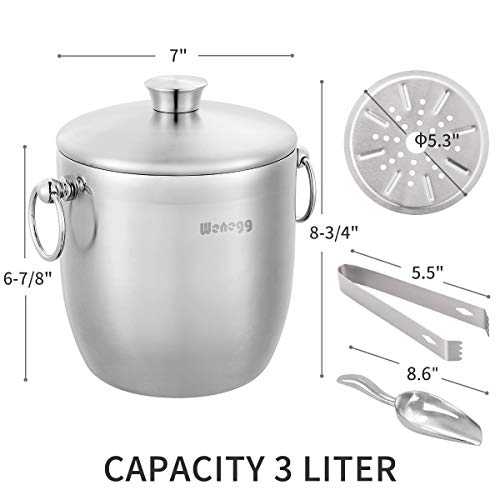 Insulated Stainless Steel Ice Bucket Set - 3L