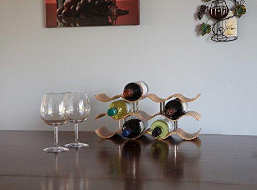 Lily's Home Wave Wine Rack, Oak, 11 Bottles