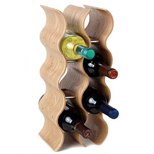 Lily's Home Wave Wine Rack, Oak, 11 Bottles