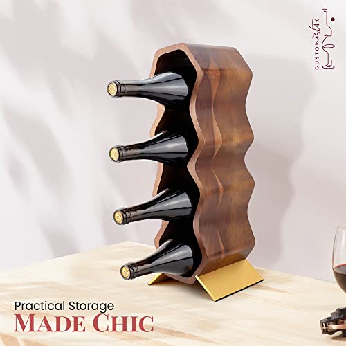 Acacia Wood Wine Rack - 7 Bottles, 2 Tiers