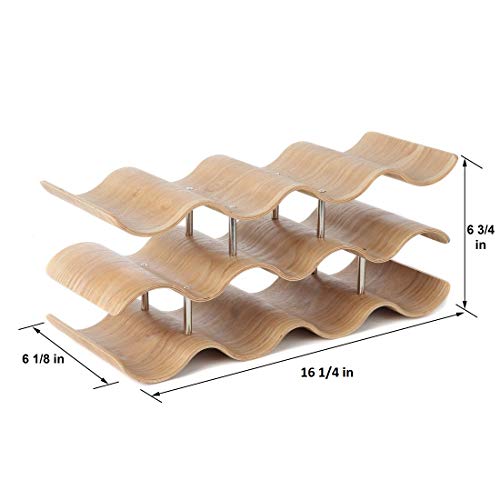 Lily's Home Wave Wine Rack, Oak, 11 Bottles