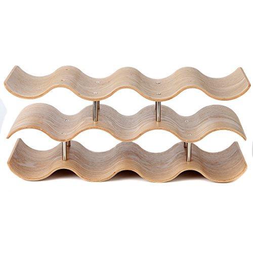 Lily's Home Wave Wine Rack, Oak, 11 Bottles