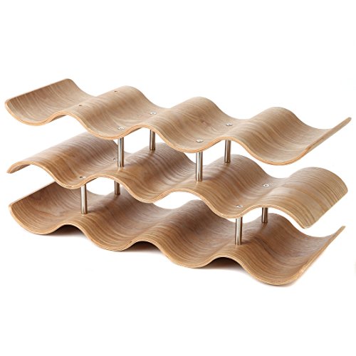 Lily's Home Wave Wine Rack, Oak, 11 Bottles