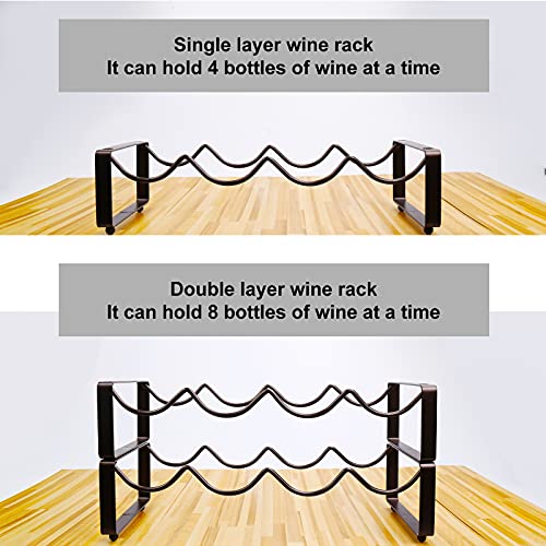 Two-tier Metal Wine Rack - Holds 8 Bottles