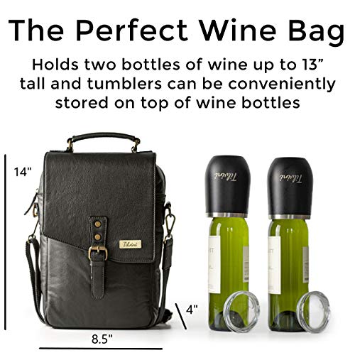 Leather Wine Tote & Tumblers Set