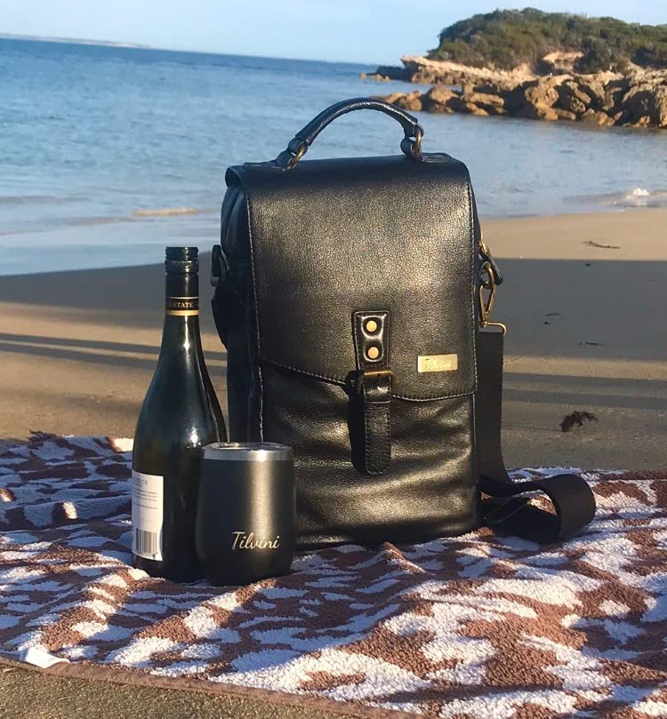 Leather Wine Tote & Tumblers Set