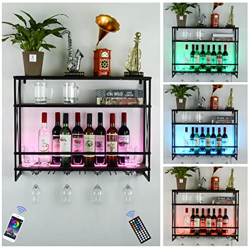 LED Wine Rack with Glass Holders & Remote Control