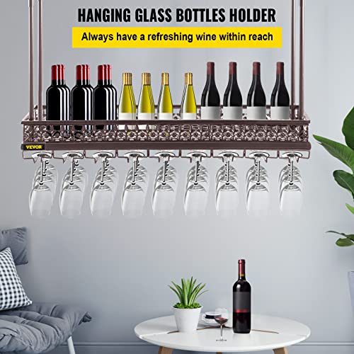 Hanging Ceiling Wine Glass Rack, Adjustable Height