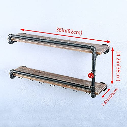 Industrial Rustic Wall-Mounted Wine Glass Rack