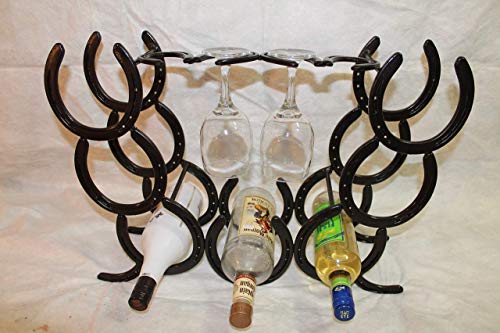 7-Bottle Horseshoe Wine Rack with Glass Holder