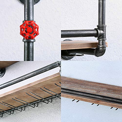 Industrial Rustic Wall-Mounted Wine Glass Rack