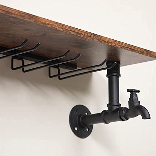 Rustic Pipe Wine Rack with Glass Holder
