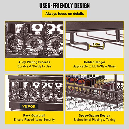 Hanging Ceiling Wine Glass Rack, Adjustable Height