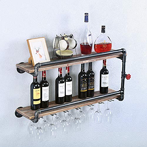 Industrial Rustic Wall-Mounted Wine Glass Rack