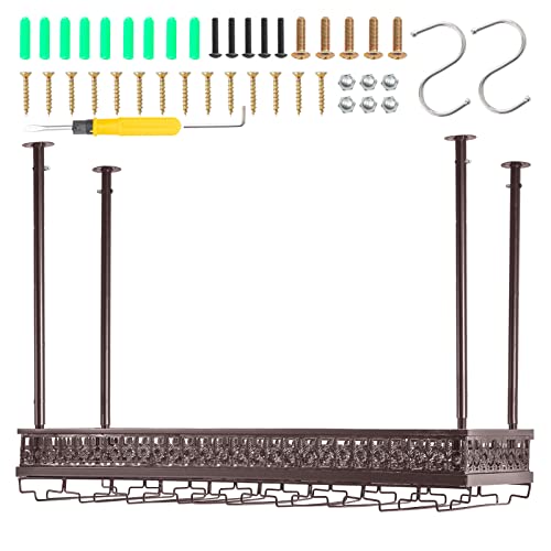 Hanging Ceiling Wine Glass Rack, Adjustable Height