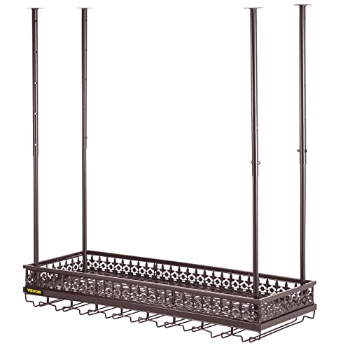 Hanging Ceiling Wine Glass Rack, Adjustable Height