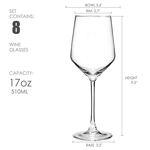 Clear Stemless Wine Glasses (Set of 8, 17 oz)