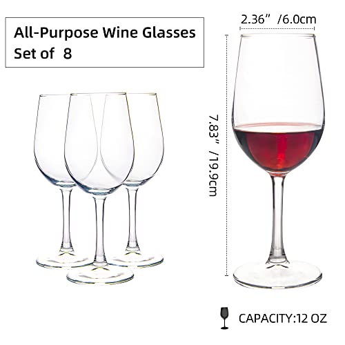 Clear Wine Glasses Set of 8, 12 oz
