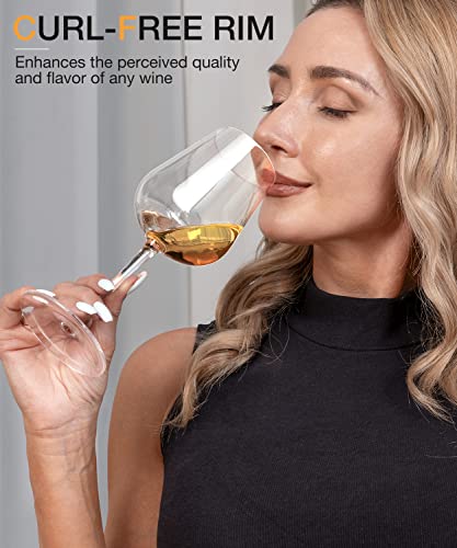 LUNA & MANTHA White Wine Glasses Set of 4, Crystal Wine Glasses 14oz Hand Blown- Modern Wine Glasses with Stem, Perfect for Red & White- Gift Packaging for Daily Use, Wedding Anniversary or Birthday