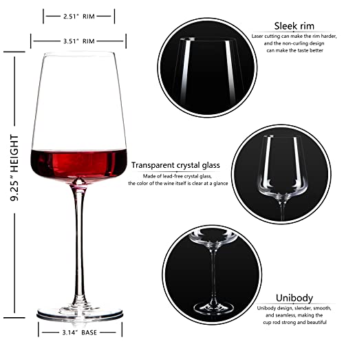 Red Wine Glasses Set of 4 – Hand Blown Crystal