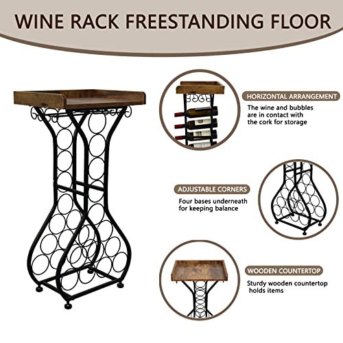 Rustic Wood Wine Rack for Home & Bar