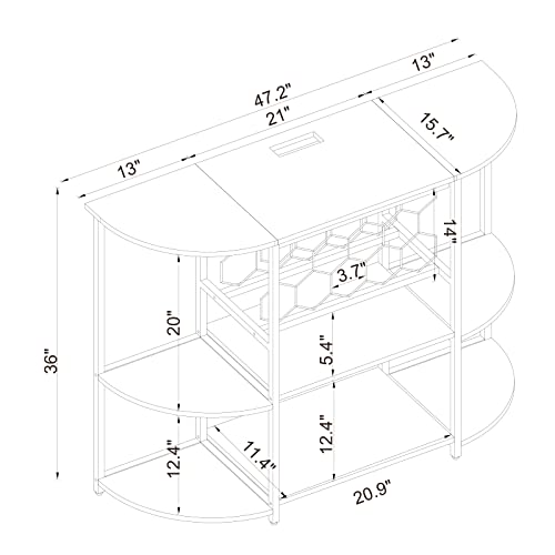Rustic Wine Bar Cabinet with LED Light
