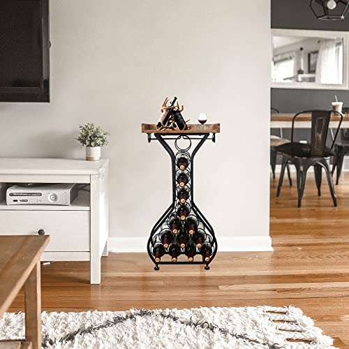 Rustic Wood Wine Rack for Home & Bar