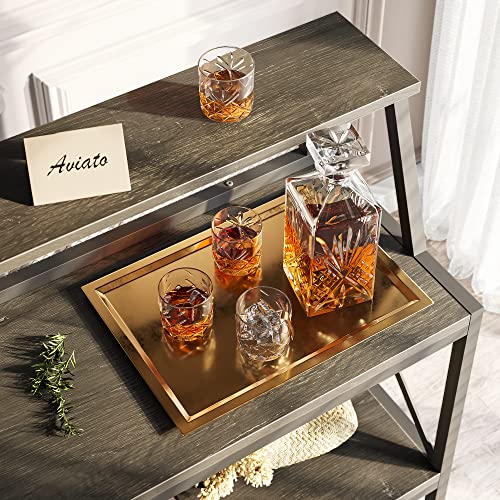 Gray Wine Bar Cabinet with Storage and Glass Holder