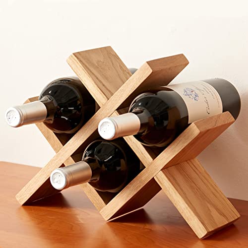 Oak Wine Bottle Holder for Countertop and Display Cabinets