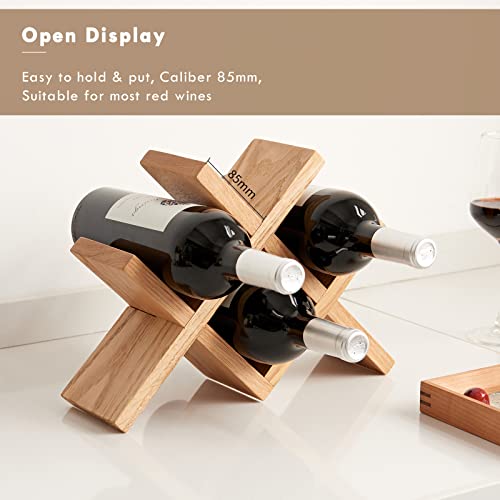Oak Wine Bottle Holder for Countertop and Display Cabinets
