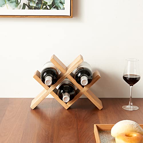 Oak Wine Bottle Holder for Countertop and Display Cabinets