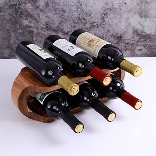 Stackable Rustic Wooden Wine Rack for Countertop