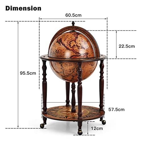 18" Italian Replica Globe Bar Liquor Cart