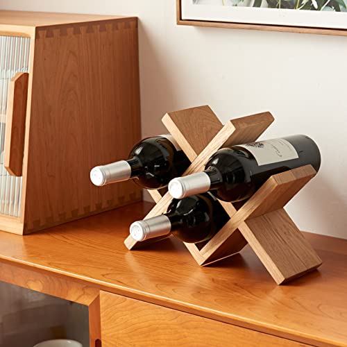 Oak Wine Bottle Holder for Countertop and Display Cabinets
